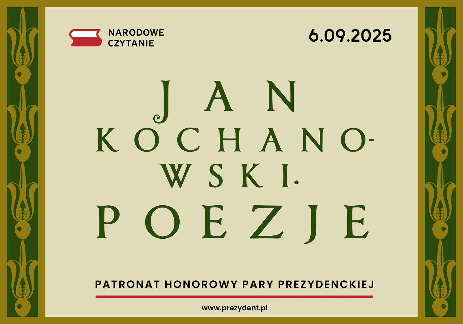 Narodowe Czytanie 2025 - Poezje Jana Kochanowskiego